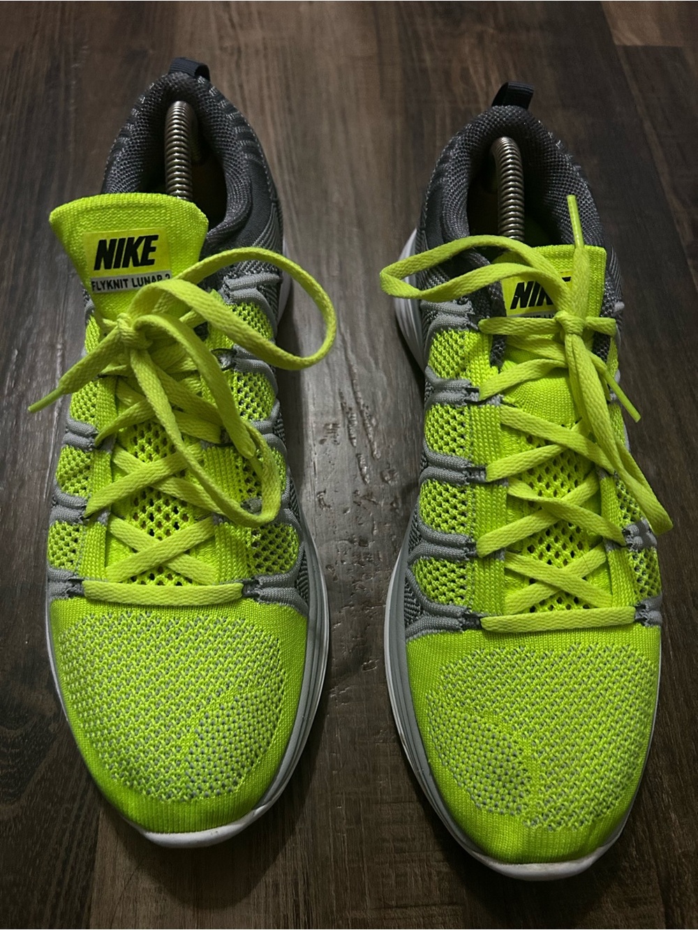 Nike Mens FlyKnit Lunar 2 620465-700 Gray Volt Running Shoes Lace Up Size 10